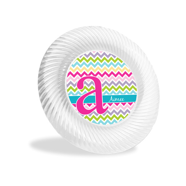 Custom Colorful Chevron Plastic Party Appetizer & Dessert Plates - 6" (Personalized)