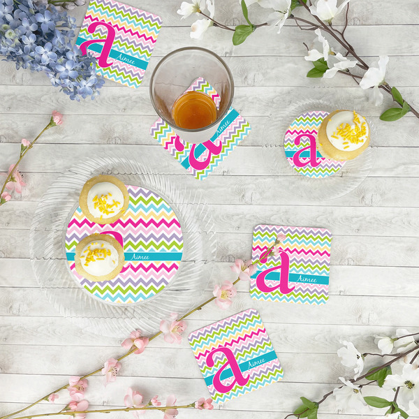 Colorful Chevron Plastic Party Dinner Plates - In Context