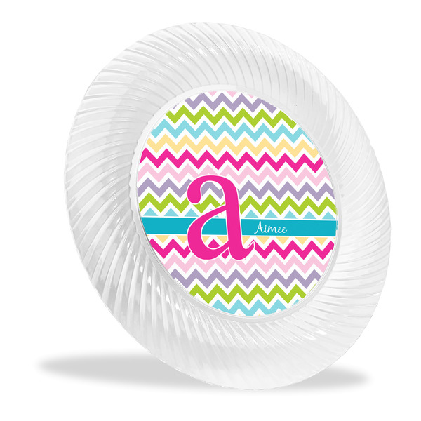 Custom Colorful Chevron Plastic Party Dinner Plates - 10" (Personalized)