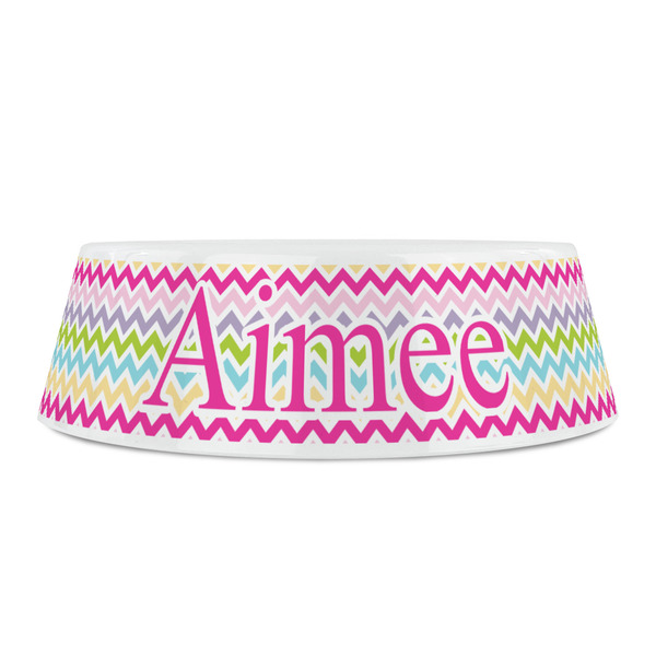 Colorful Chevron Plastic Pet Bowls - Small - FRONT