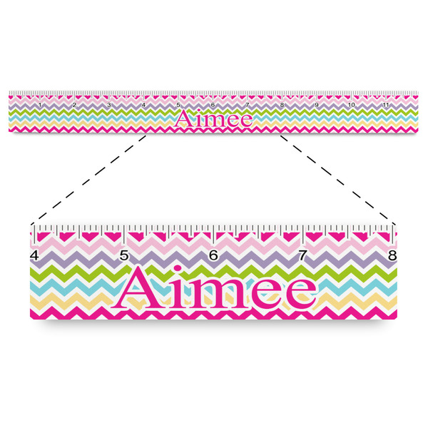 Custom Colorful Chevron Plastic Ruler - 12" (Personalized)