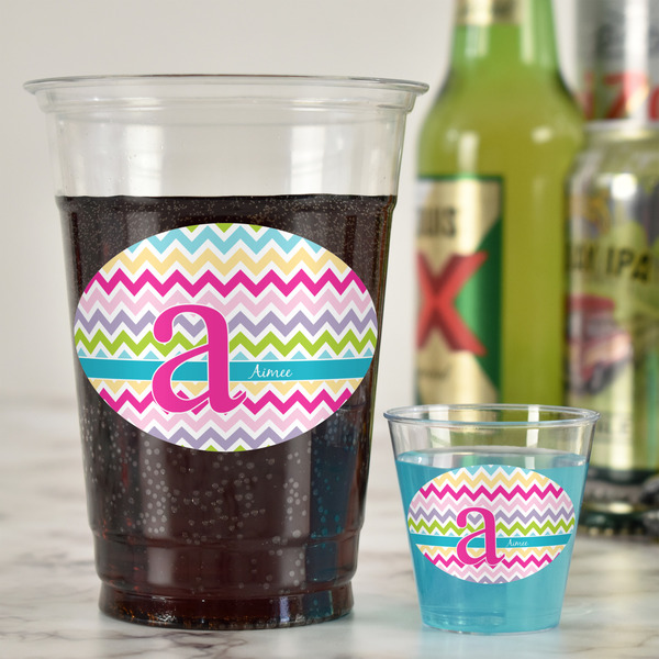 Colorful Chevron Plastic Shot Glasses - In Context