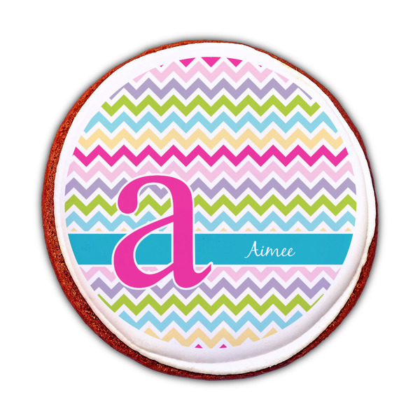Colorful Chevron Printed Icing Circle - Medium - On Cookie