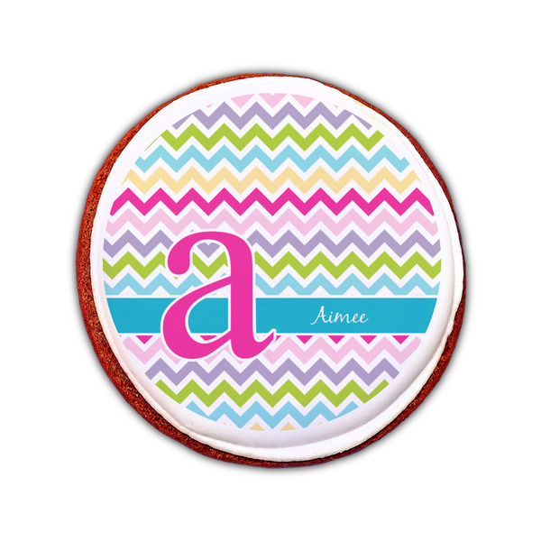 Colorful Chevron Printed Icing Circle - Small - On Cookie