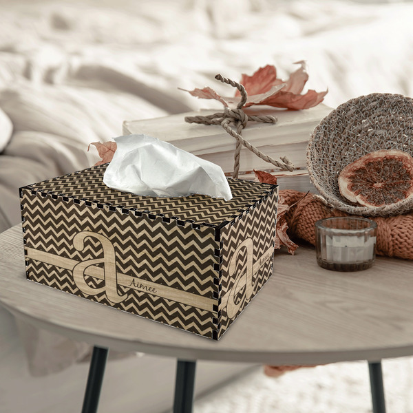 Colorful Chevron Rectangle Tissue Box Covers - Wood - In Context