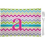 Colorful Chevron Rectangular Glass Appetizer / Dessert Plate - Single or Set (Personalized)