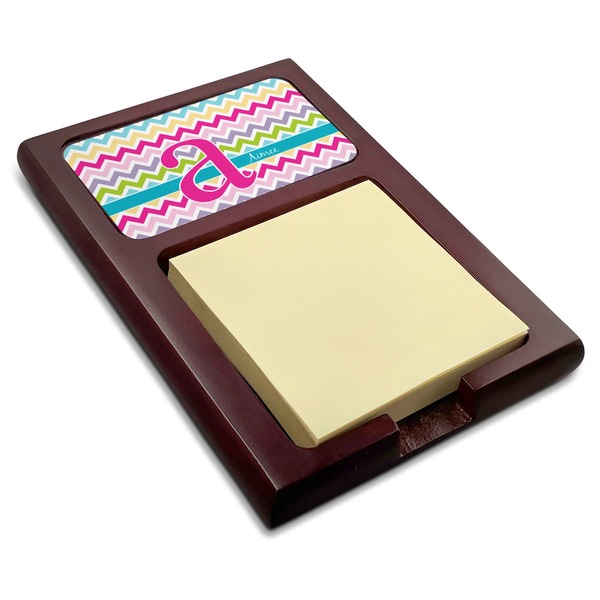 Custom Colorful Chevron Red Mahogany Sticky Note Holder (Personalized)