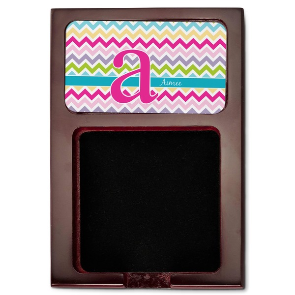 Colorful Chevron Red Mahogany Sticky Note Holder - Flat