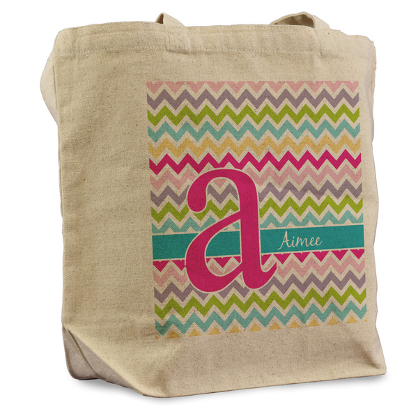 Custom Colorful Chevron Reusable Cotton Grocery Bag (Personalized)
