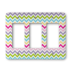 Colorful Chevron Rocker Style Light Switch Cover - Three Switch