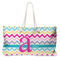 Colorful Chevron Large Rope Tote Bag - Front View