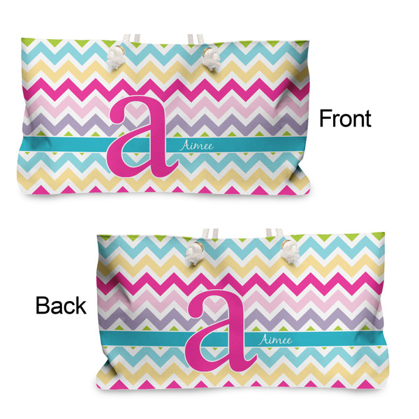 Colorful Chevron Large Rope Tote - From & Back View