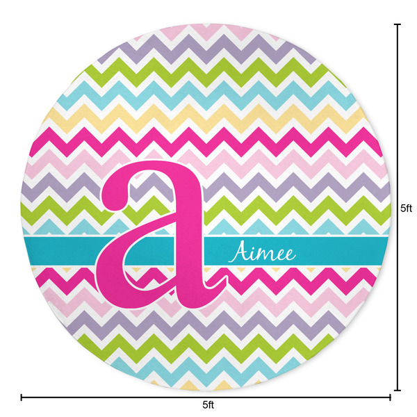 Colorful Chevron Round Area Rug - Size