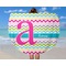 Colorful Chevron Round Beach Towel - In Use