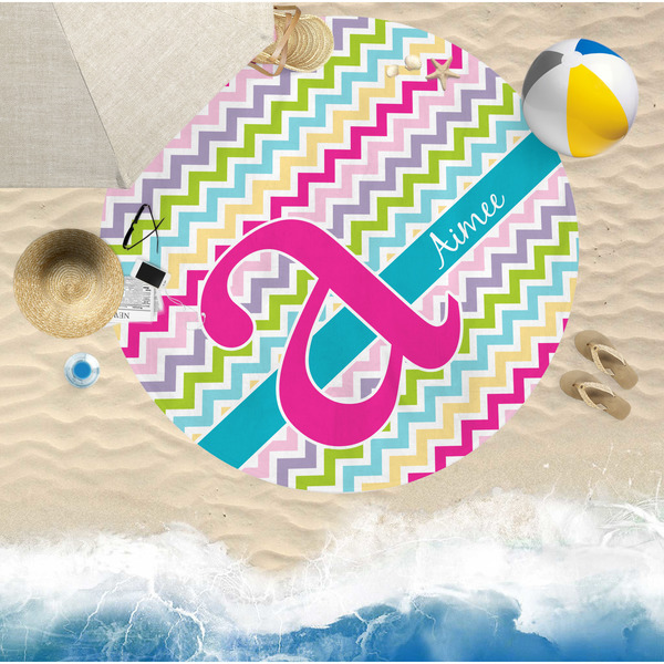 Colorful Chevron Round Beach Towel Lifestyle