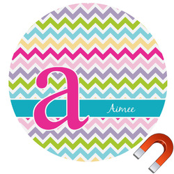 Colorful Chevron Round Car Magnet - 6" (Personalized)