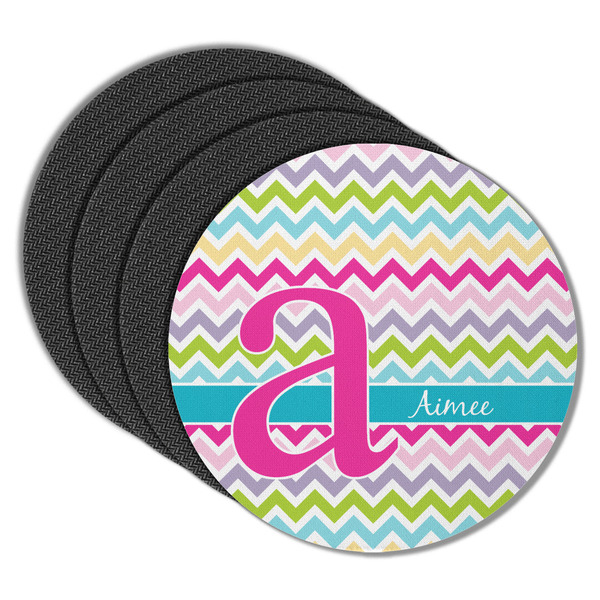 Colorful Chevron Round Coaster Rubber Back - Main
