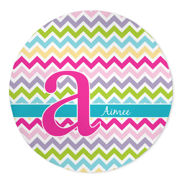 Custom Colorful Chevron 5' Round Indoor Area Rug (Personalized)