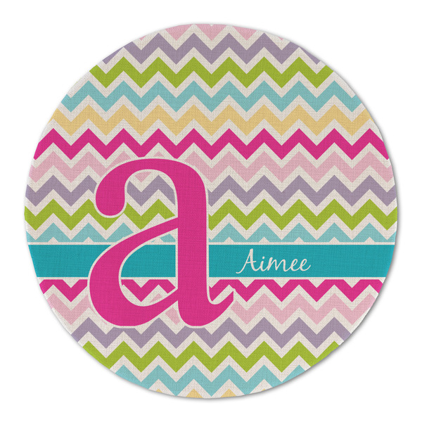 Custom Colorful Chevron Round Linen Placemat (Personalized)