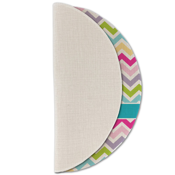 Colorful Chevron Round Linen Placemats - HALF FOLDED (single sided)