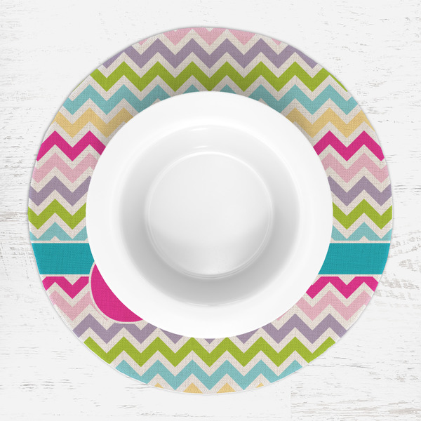Colorful Chevron Round Linen Placemats - LIFESTYLE (single)