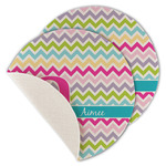 Colorful Chevron Round Linen Placemat - Single Sided - Set of 4 (Personalized)