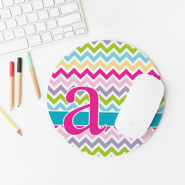 Colorful Chevron Round Mousepad - LIFESTYLE 2