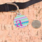 Colorful Chevron Round Pet ID Tag - Large - In Context