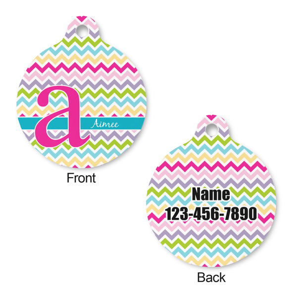 Colorful Chevron Round Pet Tag - Front & Back