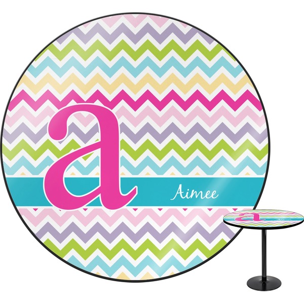 Custom Colorful Chevron Round Table (Personalized)