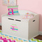 Colorful Chevron Round Wall Decal on Toy Chest