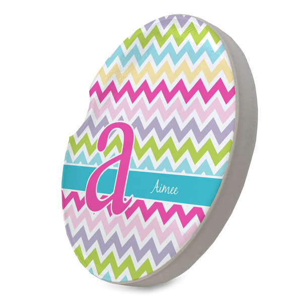 Colorful Chevron Sandstone Car Coaster - STANDING ANGLE