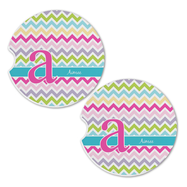 Colorful Chevron Sandstone Car Coasters - Set of 2