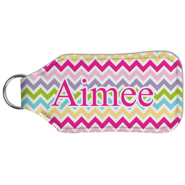 Colorful Chevron Sanitizer Holder Keychain - Large (Back)