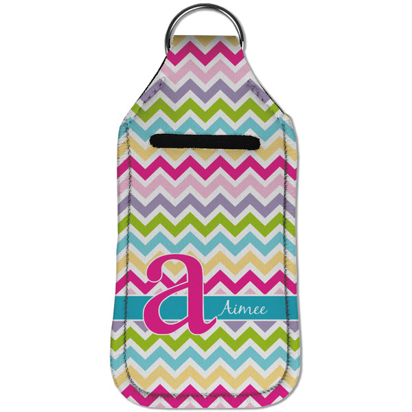 Colorful Chevron Sanitizer Holder Keychain - Large (Front)