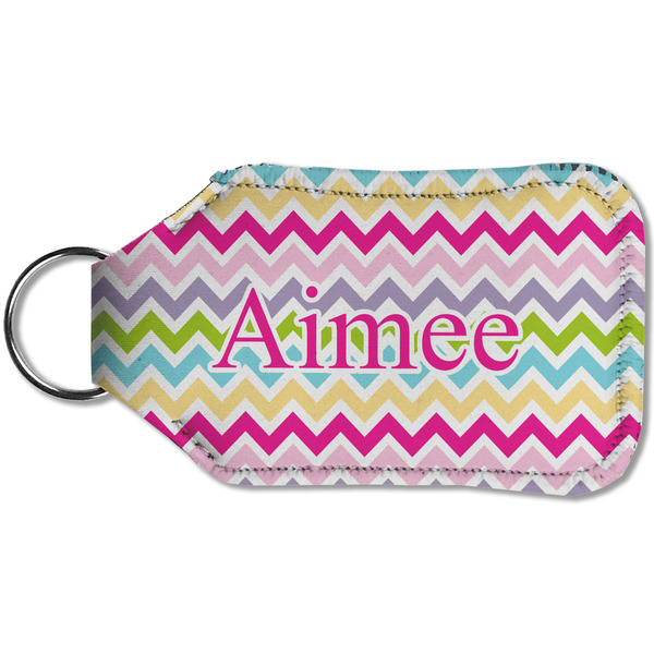 Colorful Chevron Sanitizer Holder Keychain - Small (Back)