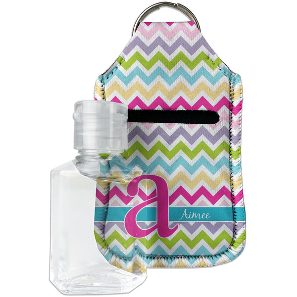 Custom Colorful Chevron Hand Sanitizer & Keychain Holder (Personalized)