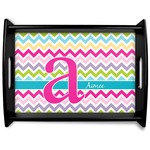 Colorful Chevron Black Wooden Tray - Large (Personalized)