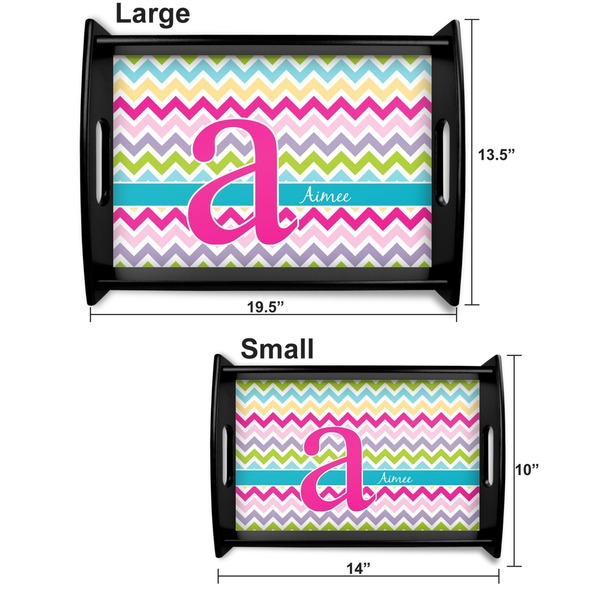 Colorful Chevron Serving Tray Black Sizes