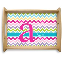 Colorful Chevron Natural Wooden Tray - Large (Personalized)