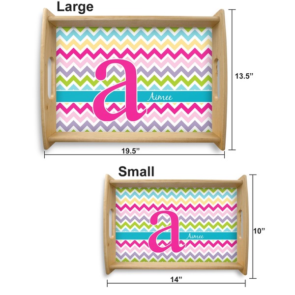 Colorful Chevron Serving Tray Wood Sizes
