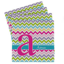 Colorful Chevron Absorbent Stone Coasters - Set of 4 (Personalized)