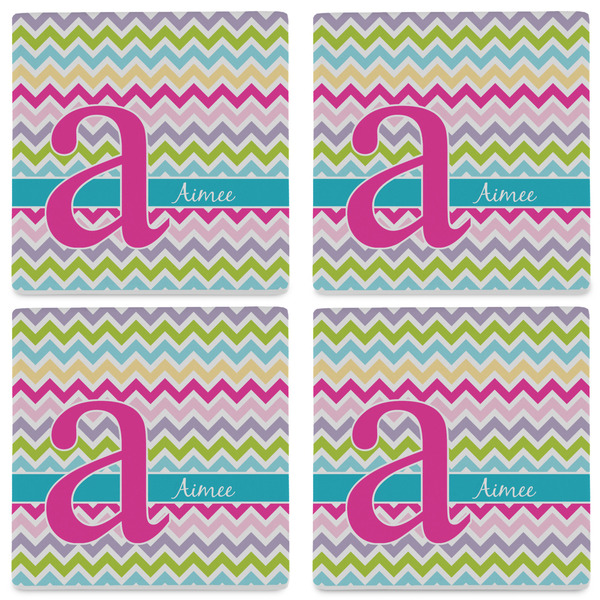 Colorful Chevron Set of 4 Sandstone Coasters - See All 4 View