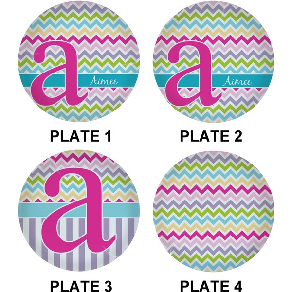 Colorful Chevron Set of Lunch / Dinner Plates (Approval)