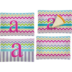 Colorful Chevron Set of 4 Glass Rectangular Appetizer / Dessert Plate (Personalized)