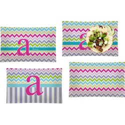 Colorful Chevron Set of 4 Glass Rectangular Lunch / Dinner Plate (Personalized)