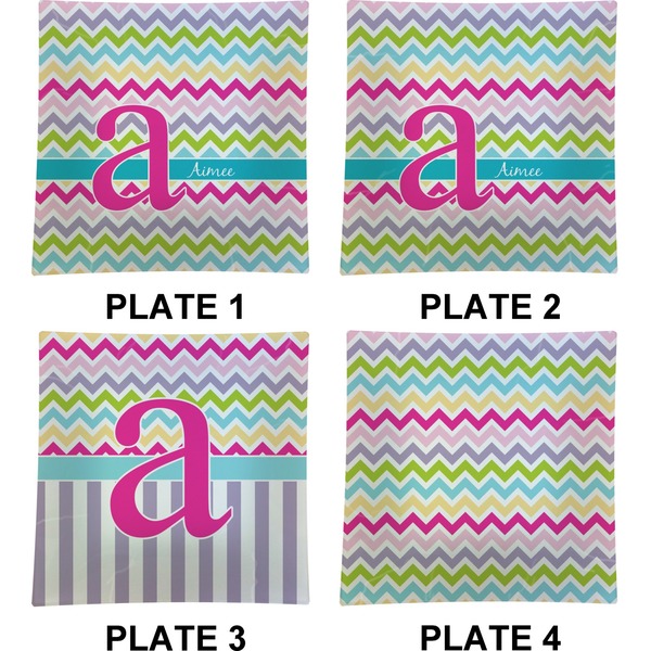 Colorful Chevron Set of Square Dinner Plates (Approval)