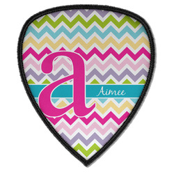 Colorful Chevron Iron on Shield Patch A w/ Name and Initial