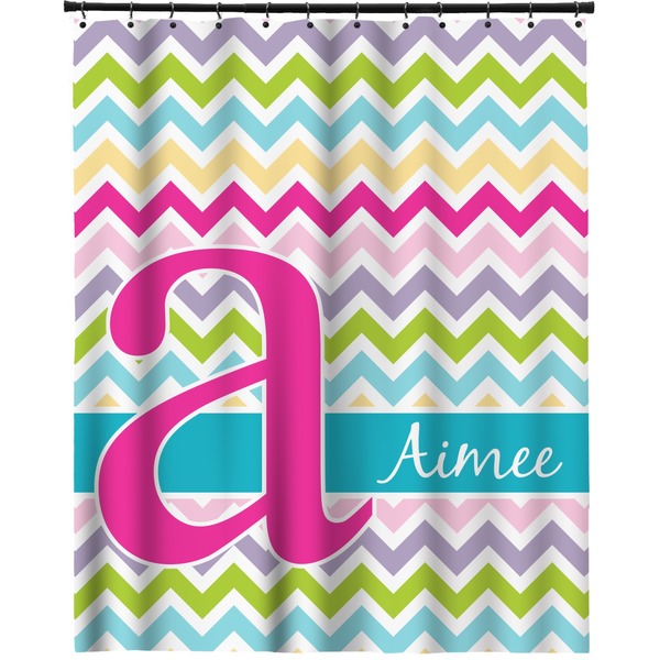Custom Colorful Chevron Extra Long Shower Curtain - 70"x84" (Personalized)