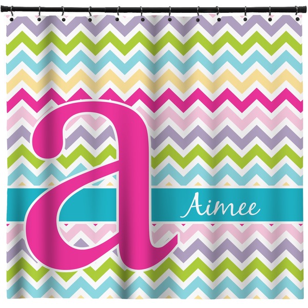 Custom Colorful Chevron Shower Curtain - 71" x 74" (Personalized)
